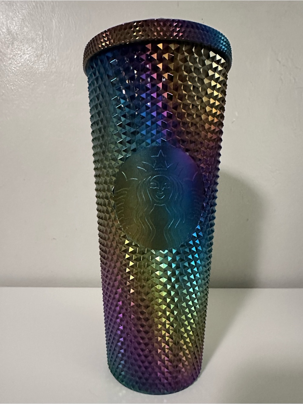 Starbucks 2023 Fall, Oil Slick Rainbow Black Studded Tumbler - NO STRAW.